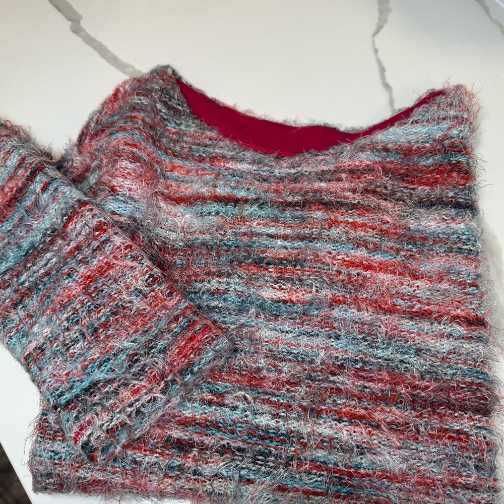 Anthropologie women's size medium long sleeve sweater cozy soft pink multi color - Picture 12 of 12